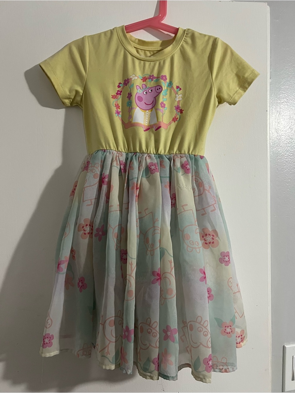 Peppa Pig Yellow & Pastel Floral Tulle Dress